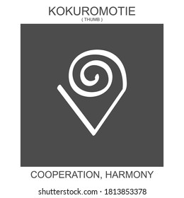 vector icon with african adinkra symbol Kokuromotie. Symbol of cooperation of harmony