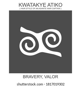 vector icon with african adinkra symbol Kwatakye Atiko. Symbol of bravery and valor