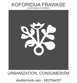 vector icon with african adinkra symbol Koforidua Frawase. Symbol of urbanization and consumerism