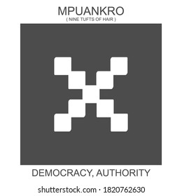 icono vector con el símbolo adinkra africano Mpuankro. Símbolo de democracia y autoridad