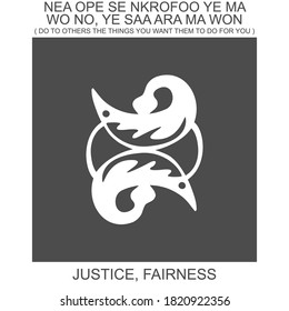 icono vector con símbolo adinkra africano Nea Ope Se Nkrofoo. Símbolo de justicia y autojusticia