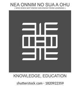 icono vector con el símbolo adinkra africano Nea Onnim No Sua A Ohu. Símbolo de conocimiento y educación