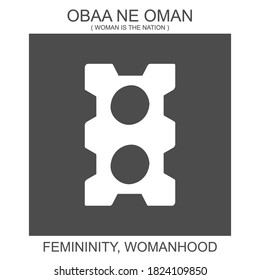 vector icon with african adinkra symbol Obaa Ne Oman. Symbol of femininity and womanhood