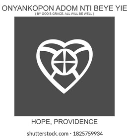 Vector icon with african adinkra symbol Onyankopon Adom Nti Beye Yie. Symbol of hope and providence