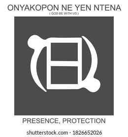 Vector icon with african adinkra symbol Onyakopon Ne Yen Ntena. Symbol of presence and protection