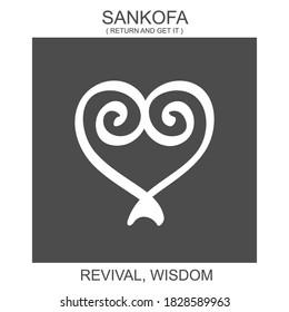 Vector icon with african adinkra symbol Sankofa. Symbol of revival and wisdom