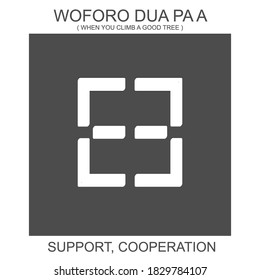 Vector icon with african adinkra symbol Woforo Dua Pa A. Symbol of support and cooperation