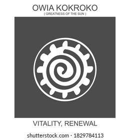 Icono vector con el símbolo africano de adinkra Owia Kokroko. Símbolo de vitalidad y renovación