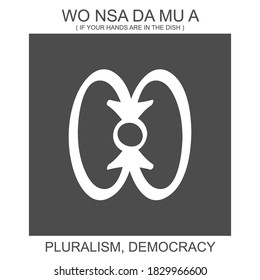 Vector icon with african adinkra symbol Wo Nsa Da Mu A. Symbol of pluralism and democracy