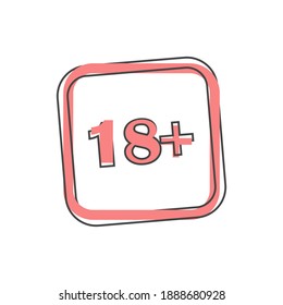 La edad de los íconos vectores es de dieciocho años en el estilo de dibujos animados sobre fondo blanco aislado.