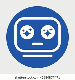 vector icon AI robot with blue color background cyrcle