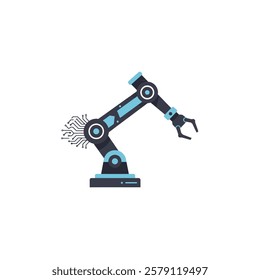 Vector icon: AI-driven robotic arm on a white background