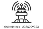 Vector icon of an air traffic control tower, essential for airport operations.