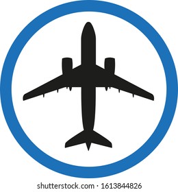 Vector icon of the airline. The style is a two-color flat circled symbol, blue and black.
