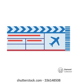 Vector icon of Airline ticket with airplane silhouette