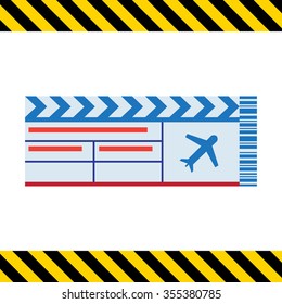 Vector icon of Airline ticket with airplane silhouette