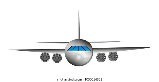 Vector icon of airplane - front view