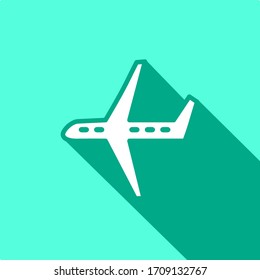 Vector Icon Of Airplane with Glyph Style Long Shadow
