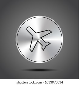 vector icon airplane metallic isolated on dark background