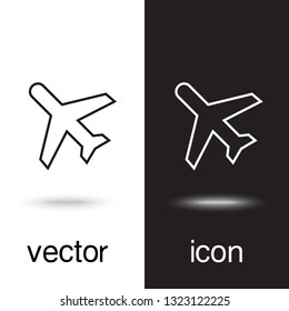 vector icon airplane on black and white background
