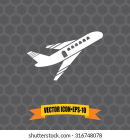 Vector Icon of Airplane on Dark Gray Background. Eps.10.
