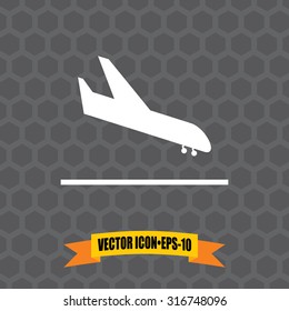 Vector Icon of Airplane on Dark Gray Background. Eps.10.