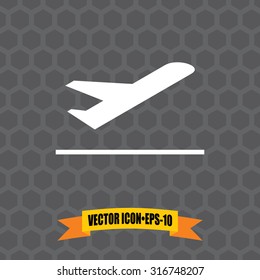 Vector Icon of Airplane on Dark Gray Background. Eps.10.