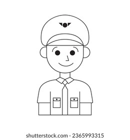 Vector icon of airplane pilot, Line art design