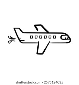 Vector icon for Airplane. A sleek illustration of an airplane in flight, representing travel, aviation, and global connectivity.