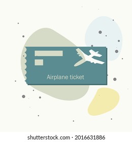 Vector icon airplane ticket on multicolored background.