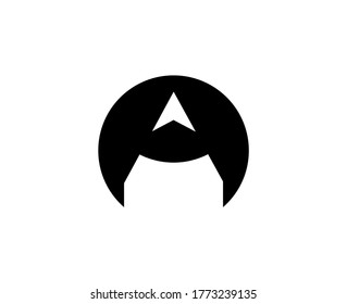 Vector icon of airplane, wing in negative space. Travel, extreme air sports, sky diving, handgliding logo templat