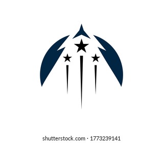 Vector icon of airplane, wing in negative space. Travel, extreme air sports, sky diving, handgliding logo templat