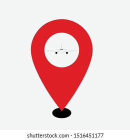 Vector icon of airport location pin map