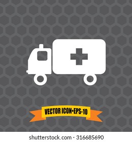 Vector Icon of Ambulance on Dark Gray Background. Eps.10.