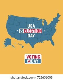 Vector Icon American Continent with state borders. Caption: US election day.
The logo with the inscription: Voting Day