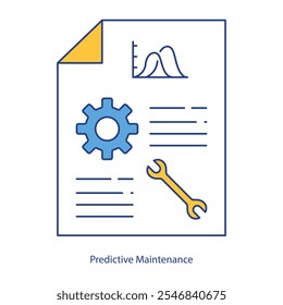 Ícone de vetor para Manutenção Baseada em Análise. Chave inglesa e gráfico para informações precisas sobre o equipamento.