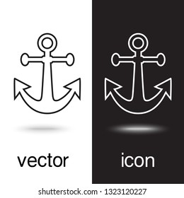 Vector icon anchor on black and white background