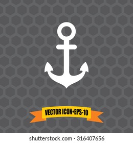 Vector Icon of Anchor on Dark Gray Background. Eps.10.
