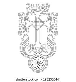 vector icon with ancient Armenian symbol Khachkar. Armenian cross stone for your project