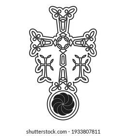 vector icon with ancient Armenian symbol Khachkar. Armenian cross stone for your project