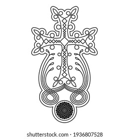 vector icon with ancient Armenian symbol Khachkar. Armenian cross stone for your project