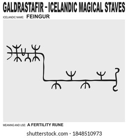 vector icon with ancient Icelandic magical staves Feingur. Symbol means and is used like fertility rune