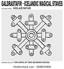 vector icon with ancient Icelandic magical staves Holastafur. Symbol means and is used to open up ore bearing rocks