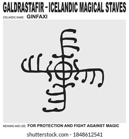 vector icon with ancient Icelandic magical staves Ginfaxi. Symbol means and is used for protection and fight against magic