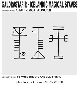 vector icon with ancient Icelandic magical staves Stafir Moti Adsokn. Symbol means and is used to avoid ghosts and evil spirits