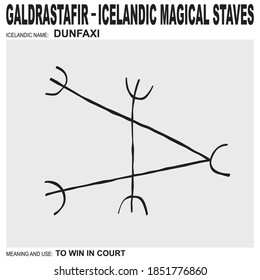 vector icon with ancient Icelandic magical staves Dunfaxi. Symbol means and is used for win in court