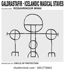 vector icon with ancient Icelandic magical staves Rosahringur Minni. Symbol means and is used like lesser circle of protection