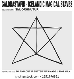 vector icon with ancient Icelandic magical staves Smjorhnutur. Symbol means and is used for find out if butter was made using milk