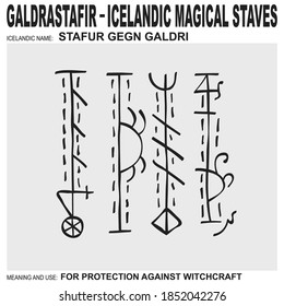 vector icon with ancient Icelandic magical staves Stafur Gegn Galdri. Symbol means and is used for protection against witchcraft