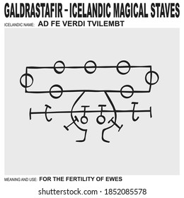 vector icon with ancient Icelandic magical staves Ad Fe Verdi Tvilembt. Symbol means and is used for the fertility of ewes